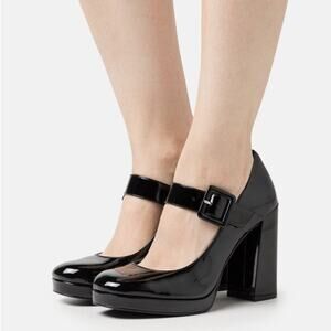 Madden Girl Ursula Black Patent Leather Platform MaryJanes